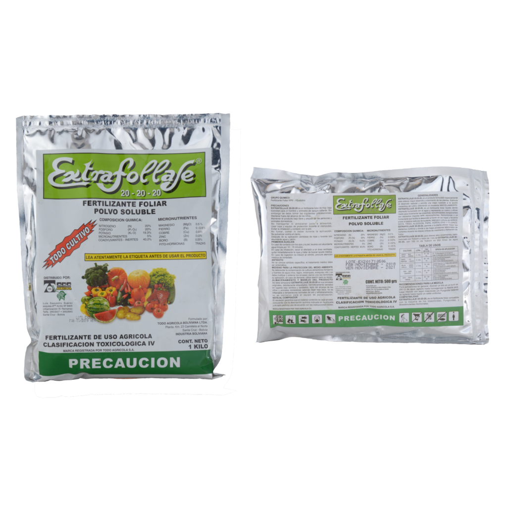 Envases Extrafollaje de 500 grs y 1 kg